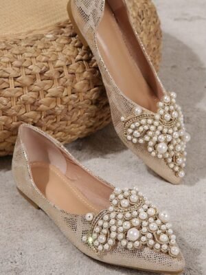 Elegant Classic Apricot Black Closed Pointed Toe Flats - Image 9
