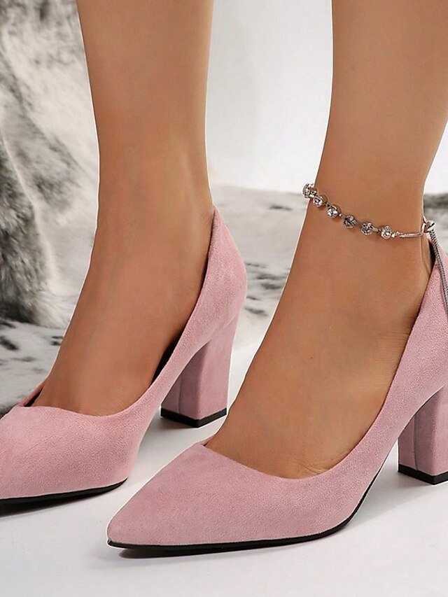 Elegant Classic Pink Suede Pointed Toe High Heel Pumps - Image 1