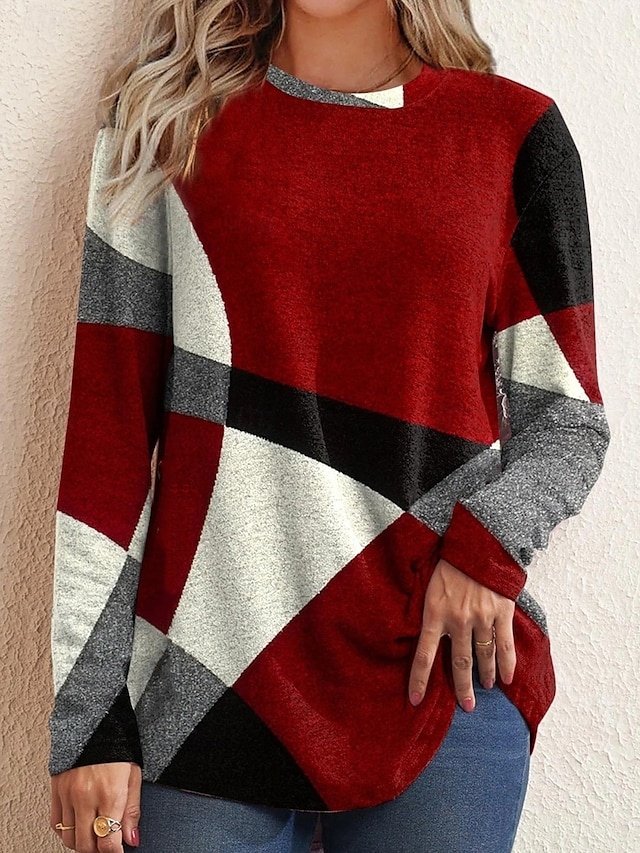 Elegant Cozy Argyle Round Neck Long Sleeve Pullover - Image 1