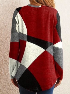 Elegant Cozy Argyle Round Neck Long Sleeve Pullover - Image 2