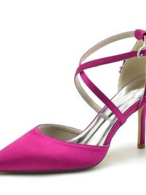 Elegant Crystal Decorated Satin Strappy Heels - Image 11
