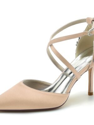 Elegant Crystal Decorated Satin Strappy Heels - Image 12