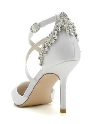 Elegant Crystal Decorated Satin Strappy Heels - Image 4