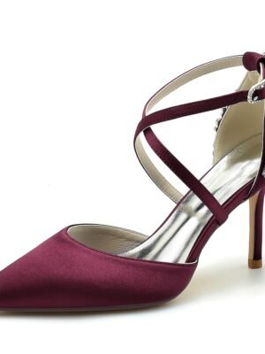 Elegant Crystal Decorated Satin Strappy Heels - Image 6