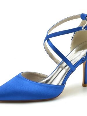 Elegant Crystal Decorated Satin Strappy Heels - Image 9
