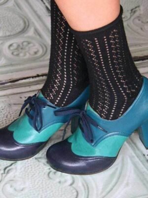 Elegant Cute Colour Block Cone Heel Round Toe Leather Buckle Heels - Image 1