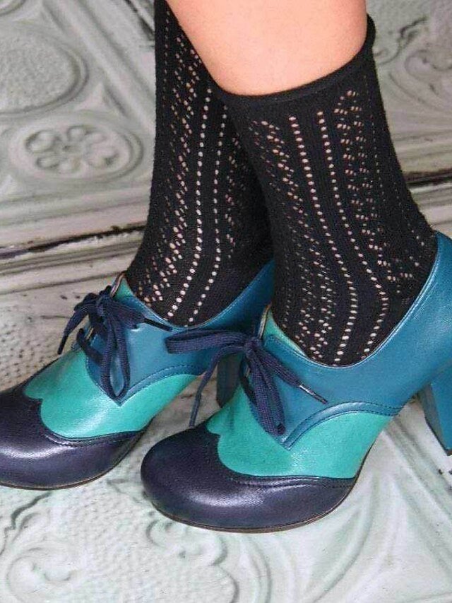 Elegant Cute Colour Block Cone Heel Round Toe Leather Buckle Heels - Image 1