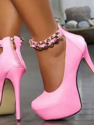 Elegant Fashion Solid Round Toe Platform Stiletto Heels - Image 3