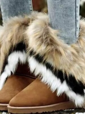 Elegant Faux Fur Trim Winter Boots - Image 1