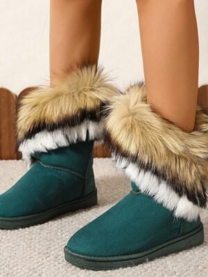 Elegant Faux Fur Trim Winter Boots - Image 15