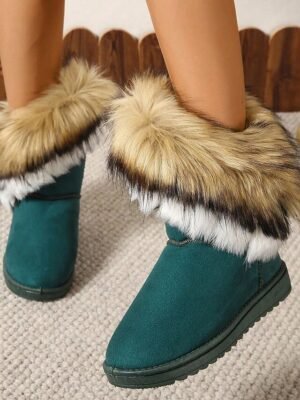 Elegant Faux Fur Trim Winter Boots - Image 17