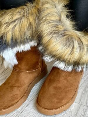 Elegant Faux Fur Trim Winter Boots - Image 2