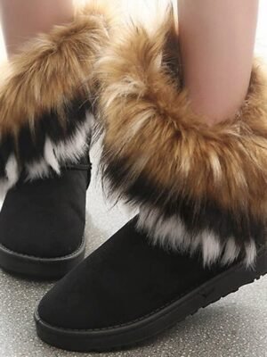 Elegant Faux Fur Trim Winter Boots - Image 21