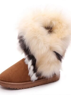Elegant Faux Fur Trim Winter Boots - Image 25