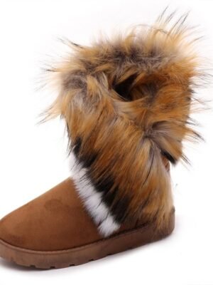 Elegant Faux Fur Trim Winter Boots - Image 5