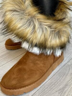 Elegant Faux Fur Trim Winter Boots - Image 9