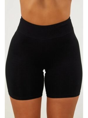 Elegant Fit Solid Black Shorts Leggings - Image 1