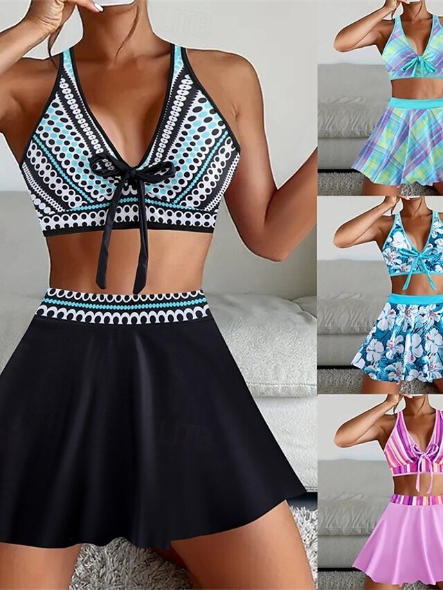 Elegant Fitted Patchwork Tank Top Sleeveless Two Piece Swimsuit - Image 1