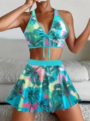 Elegant Fitted Patchwork Tank Top Sleeveless Two Piece Swimsuit - Image 11