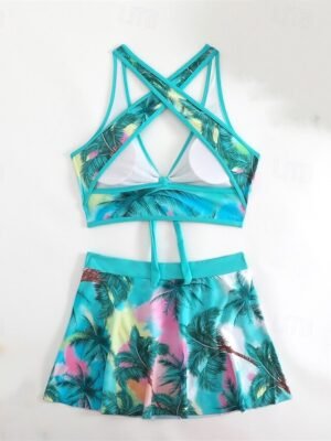 Elegant Fitted Patchwork Tank Top Sleeveless Two Piece Swimsuit - Image 13