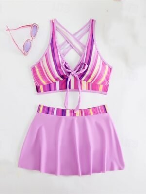 Elegant Fitted Patchwork Tank Top Sleeveless Two Piece Swimsuit - Image 18