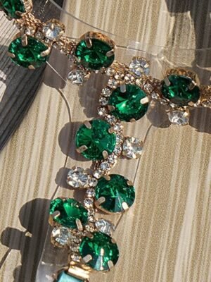 Elegant Flat Crystal Rhinestone T-Strap Sandals - Image 14