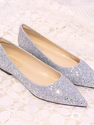 Elegant Flat Glitter Pointed Toe Flats - Image 3