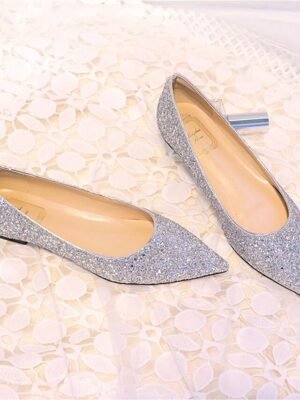 Elegant Flat Glitter Pointed Toe Flats - Image 4