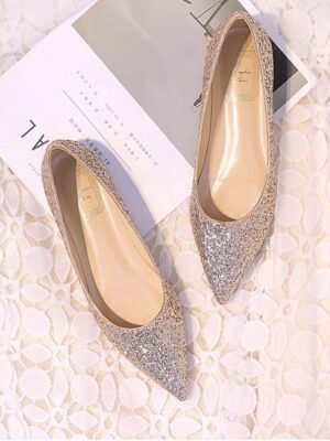 Elegant Flat Glitter Pointed Toe Flats - Image 5