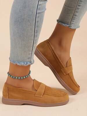Elegant Flat Suede Slip-On Loafers - Image 12
