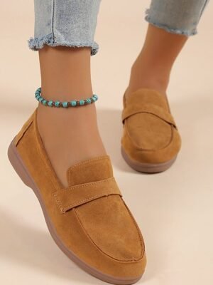 Elegant Flat Suede Slip-On Loafers - Image 15