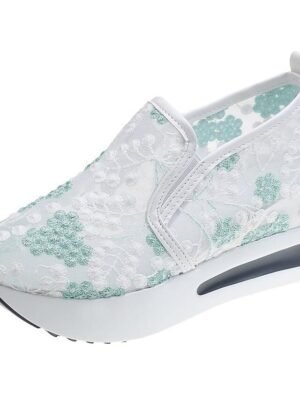 Elegant Floral Embroidered Mesh Lace Sneakers - Image 7