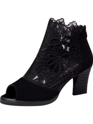 Elegant Formal Lace Detail Open Toe High Heel Sandals - Image 4