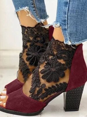 Elegant Formal Lace Detail Open Toe High Heel Sandals - Image 5