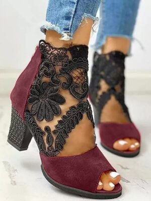 Elegant Formal Lace Detail Open Toe High Heel Sandals - Image 6