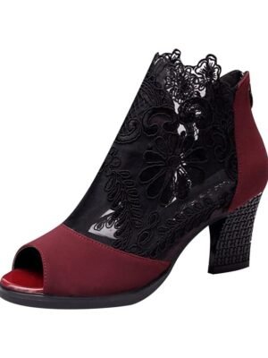 Elegant Formal Lace Detail Open Toe High Heel Sandals - Image 7