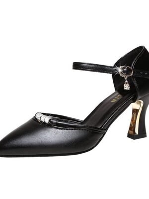 Elegant Formal Rhinestone Embellished Pointed-Toe Ankle Strap Heels - Image 14