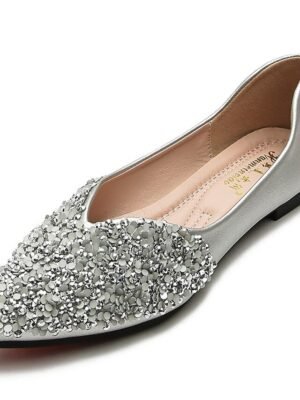 Elegant Glitter Rhinestone Pointed Toe Slip-On Flats - Image 5