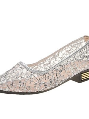 Elegant Gold Lace Sequin Embellished Flats - Image 7