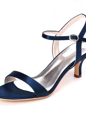 Elegant Gold Satin Open Toe Adjustable Ankle Strap Wedding Heels - Image 10