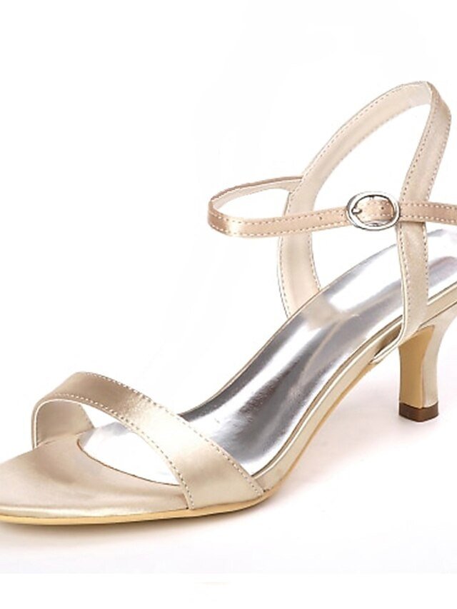 Elegant Gold Satin Open Toe Adjustable Ankle Strap Wedding Heels - Image 2
