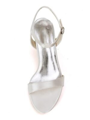 Elegant Gold Satin Open Toe Adjustable Ankle Strap Wedding Heels - Image 4