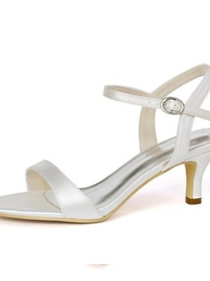 Elegant Gold Satin Open Toe Adjustable Ankle Strap Wedding Heels - Image 5