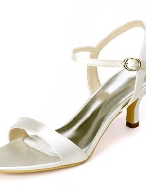 Elegant Gold Satin Open Toe Adjustable Ankle Strap Wedding Heels - Image 8