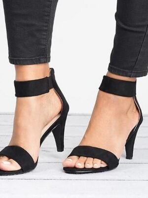 Elegant High Heel Black Ankle Strap Sandals - Image 1