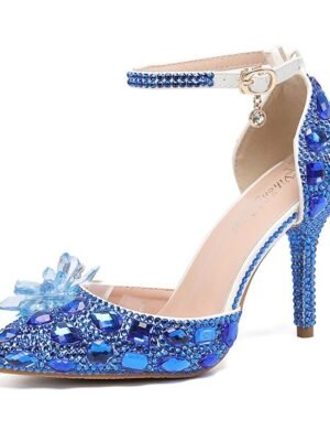 Elegant High Heel Rhinestone Ankle Strap Sandals - Image 7
