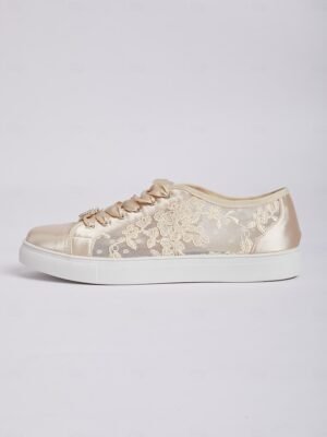 Elegant Lace Flat Round Toe Wedding Sneakers - Image 16