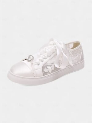 Elegant Lace Flat Round Toe Wedding Sneakers - Image 19
