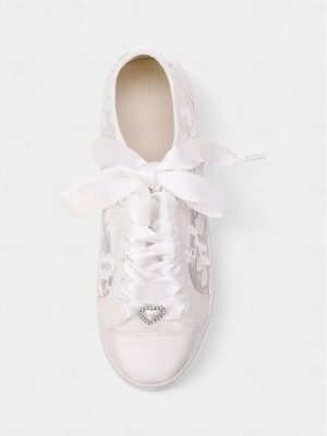 Elegant Lace Flat Round Toe Wedding Sneakers - Image 22