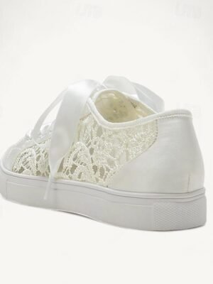 Elegant Lace Flat Round Toe Wedding Sneakers - Image 8